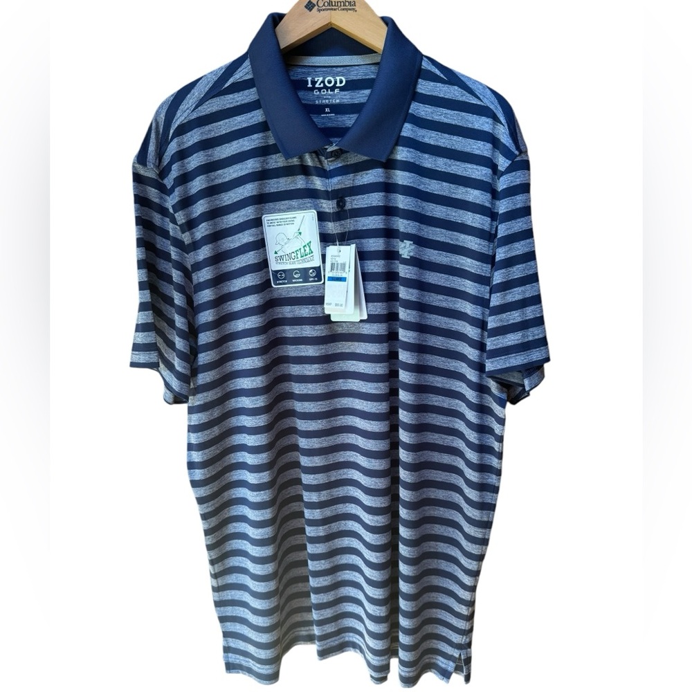 NWT Izod Golf With SwingFlex Stretch Seam Technology Club‎ Blue Polo